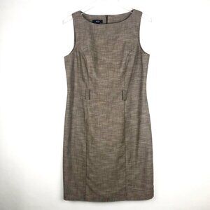 AGB Sheath Dress Women's Size 8 Brown Cotton Blend Sleeveless Midi Office Wear